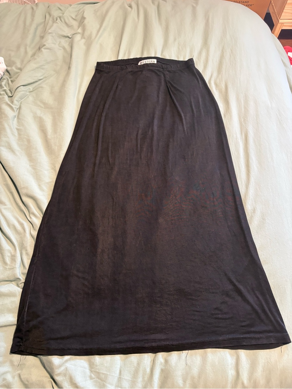 Vintage 90s Western Connection Slinky Black Maxi Skirt - L